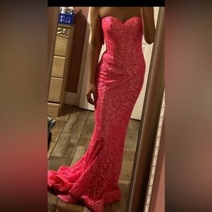 Red Sequin Mermaid Evening Dress - Women's Formal Gown